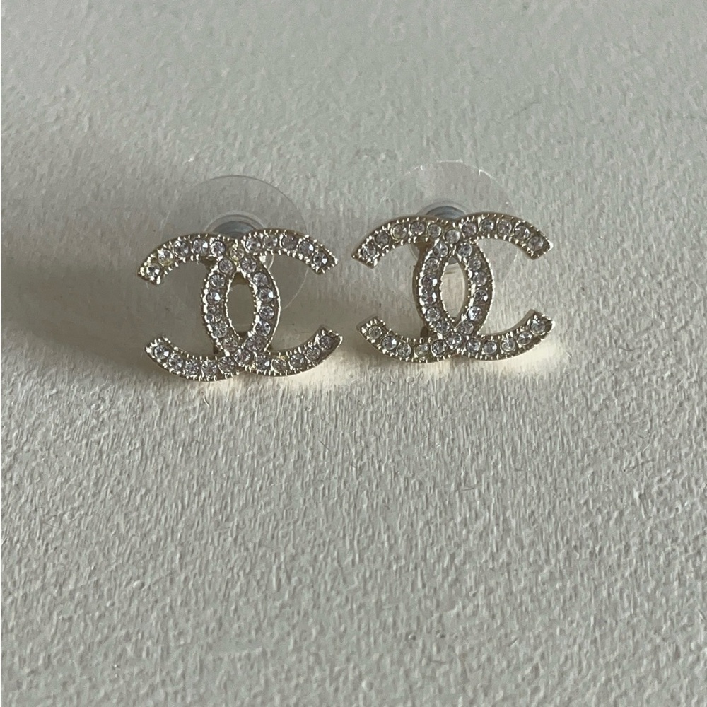 Authentic Chanel CC stud earrings